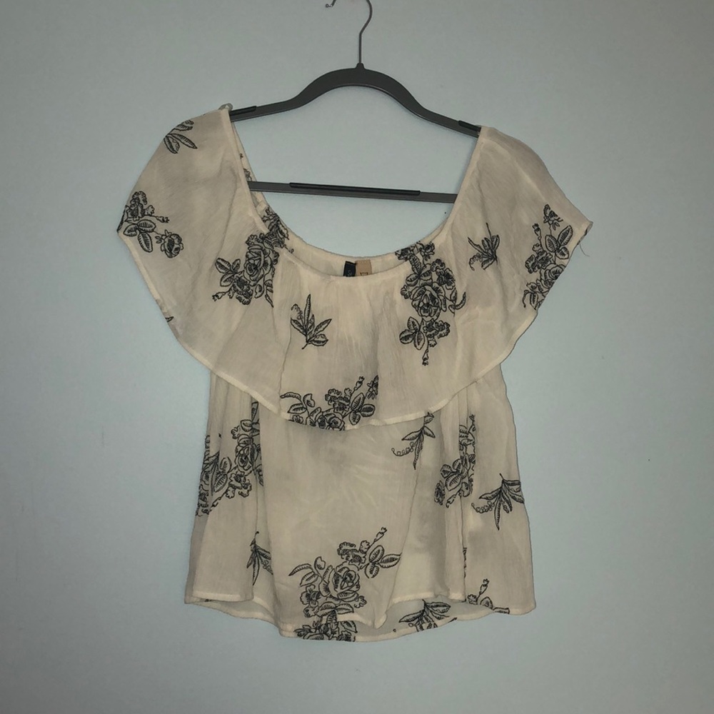 White floral off the shoulder top